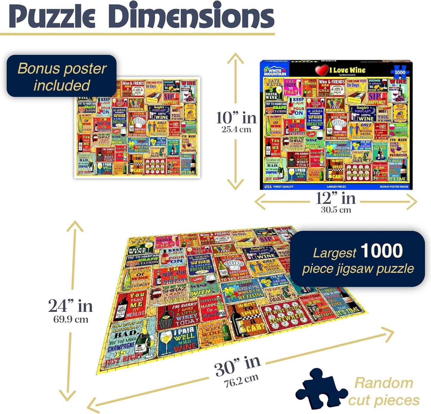 White Mountain Puzzles - I Love Wine - 1000 Piece Jigsaw Puzzle