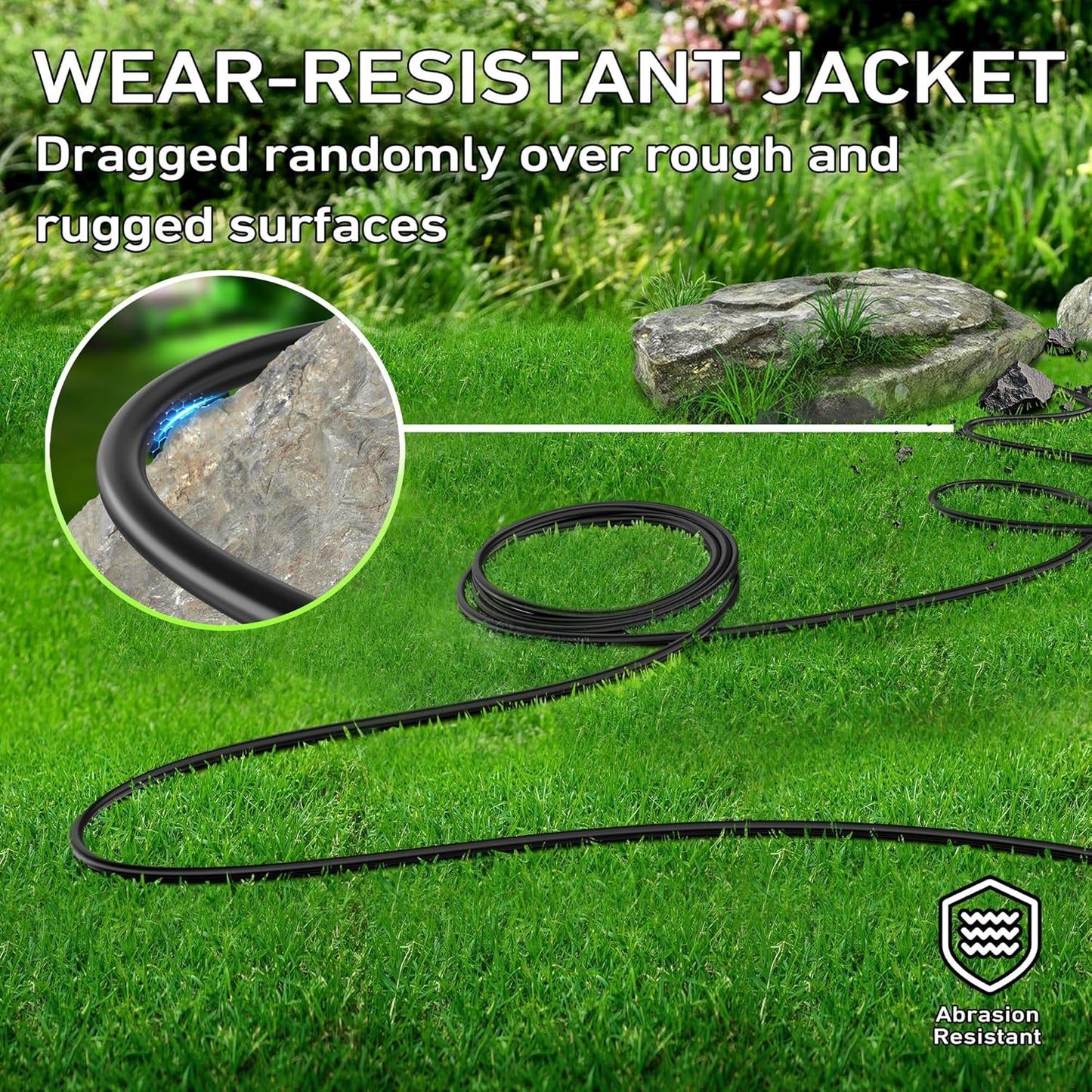 LUCKY TL Indoor Outdoor Extension Cord, 16/3 Gauge Black Long Extension Cord 50ft, Waterproof Flexible Case, Made of Pure Copper, 13A 1625W 16AWG SJTW, 3 Prong Heavy Duty Wire, ETL