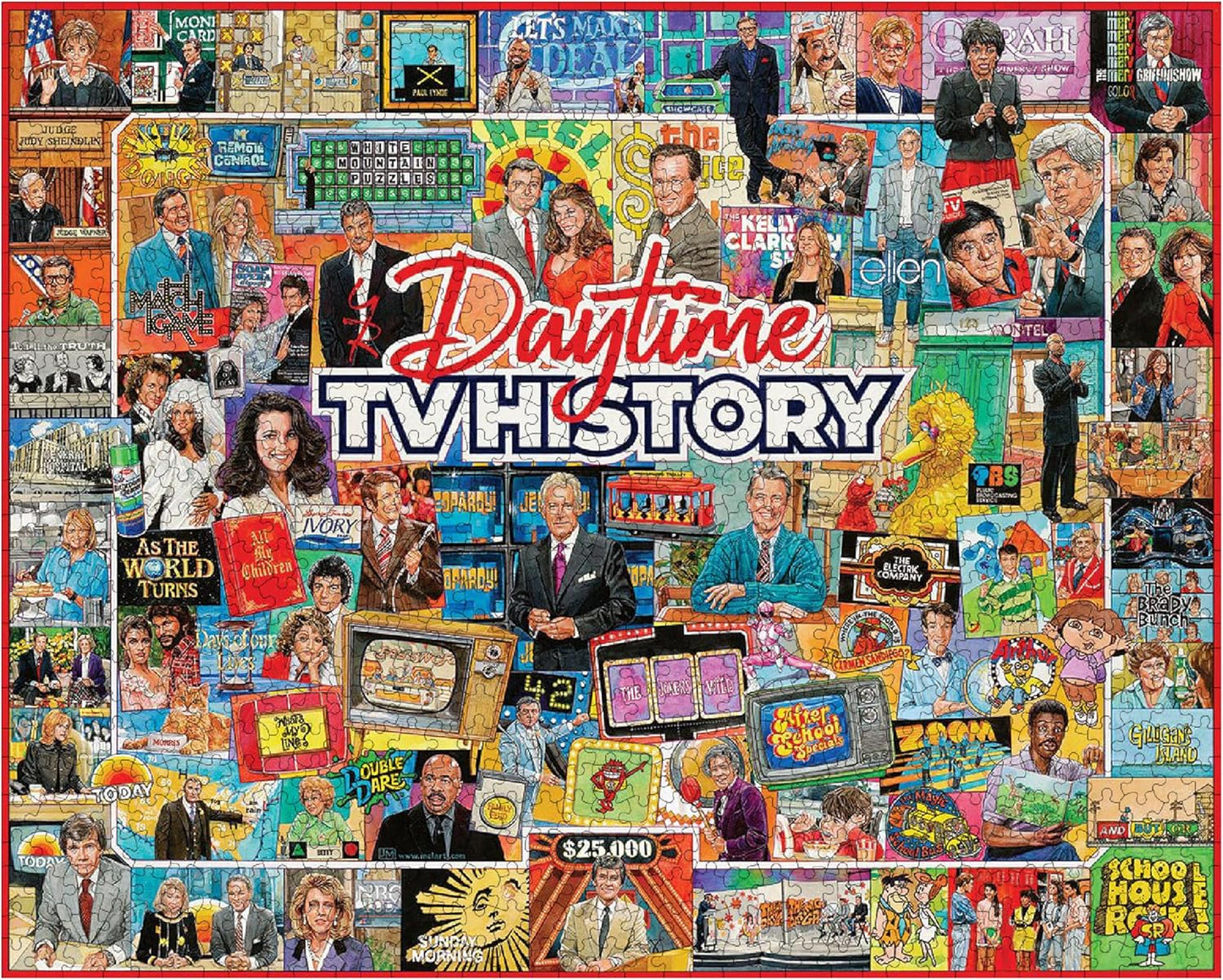 White Mountain Daytime TV History Puzzle 1000 Piece Retro Collage Jigsaw Puzzle for Adult Grandparents